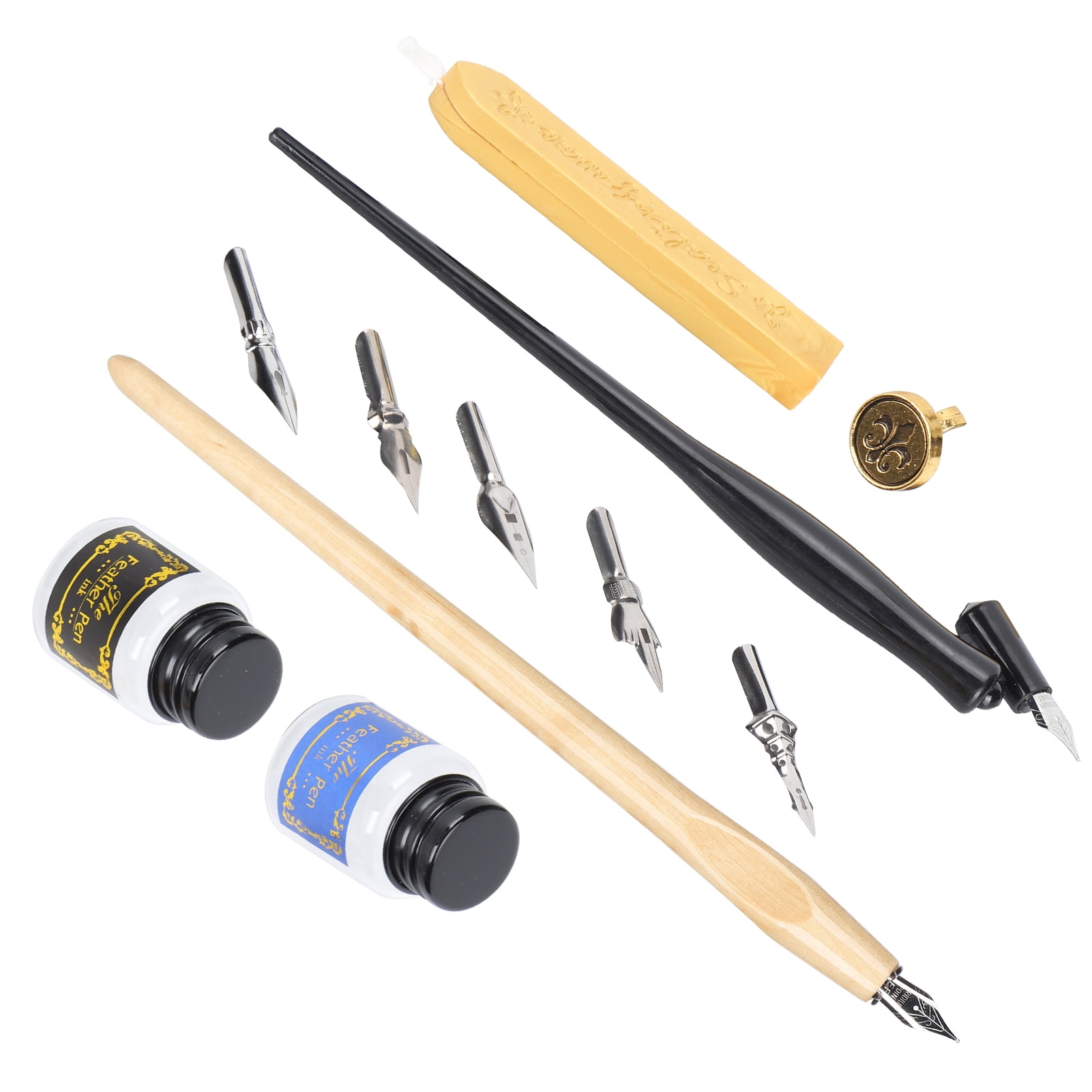 Kit Calligraphie Plume Vintage - Stylo à Encre Avec 5 Pointes Interchangeables, Sceau, Coupe-papier - Cadeau Débutant - 7