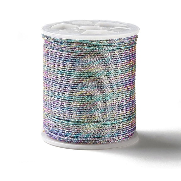 1 roll 17M Rainbow color Polyester Sewing Thread 9-Ply Polyester Cord for Jewelry Making Colorful