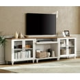 thumbnail image 1 of WAMPAT TV Stand, Up to 100'' TVs, Home Entertainment Center, 4 Glass Doors, Large TV Console, Living Room, Bedroom,White&Oak, 1 of 7