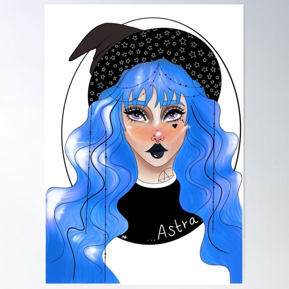 Astra The Blue Haired Witch Poster Wall Art, Modern Wall Decor For Living Room Bedroom, 8x12 UNFRAMED