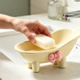 thumbnail image 2 of Soap Tray with Lid - Bathtub Shaped Plastic Bar Soap Box for Bathroom Sink, Decorative Soap Dish with Bow, Cute Trinket organizer for Sponges Jewelry, Yellow, Ccwuwei, 2 of 7