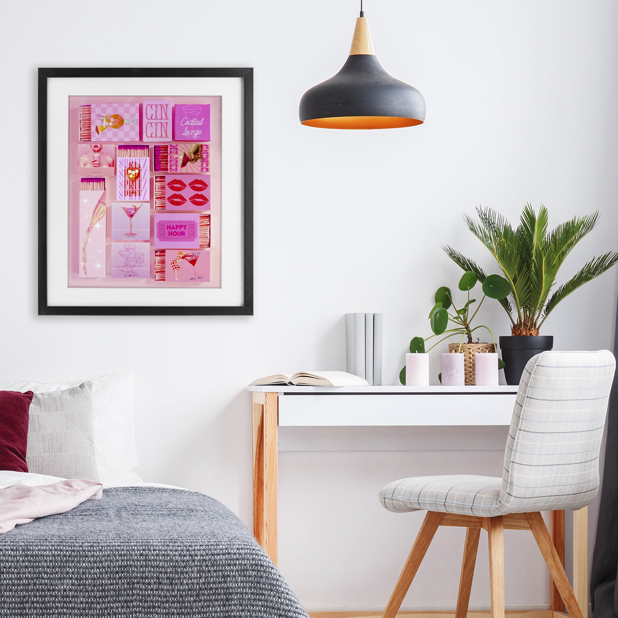 Feminine Glam Matches Black Framed Print Under Glass, design by Lil' Rue