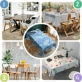 thumbnail image 5 of Blue White Tie Dye Swirl Pattern Rectangle Tablecloth 60"x120",Waterproof Polyester Rectangle Table Cloth, Wipeable Spillproof Polyester Tablecloth for Dining, Camping, Indoor and Outdoor, 5 of 6