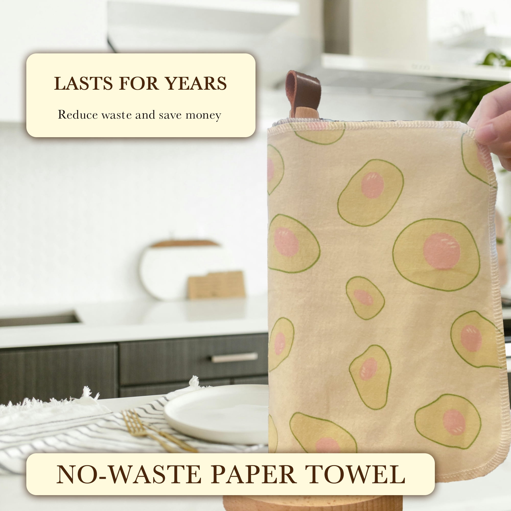 Minasuki 25 Pack Reusable Paper Towels - Paperless Paper Towels Washable Kitchen Cloth Zero Waste 10"x10", Avocado