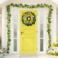 thumbnail image 3 of 22 Inch Spring Summer Wreaths for Front Door Artificial Eucalyptus Sunflower Flower Wreath,Lifelike Blue Daisy Floral Door Wreath for Mantel,Wedding Indoor Outdoor Home Party Wall Decor, 3 of 6