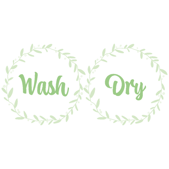 Removable 10" x 10" Laundry & Wash Room Multi-purpose Vinyl Lettering Art Waall Sticker Decoration Mint Green Colored Art Design Wash & Dry Washing Machine Door Glass Label Decal