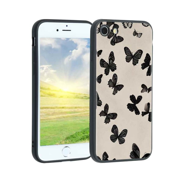 Compatible with iPhone SE 2022 Phone Case, Butterflies 75 Case Men Women, Flexible Silicone Shockproof Case for iPhone SE 2022