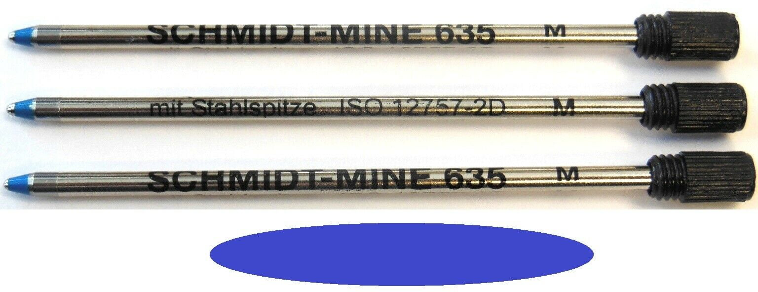 GENUINE SCHMIDT MINE 635M D1 Ballpoint Pen Refills 635 10 Pack Black Medium 