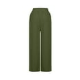 thumbnail image 5 of ClodeEU Women's Elastic Waist Wide Leg Pants, Linen Blend Trousers,Casual Sport Pants with Side Pockets Army Green,Womens Plus XXL, 5 of 5