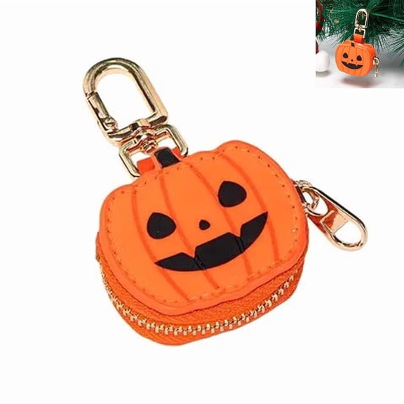 Mini Coin Purse Keychain Halloween Pumpkin, Halloween Accessory, Compact and Exquisite, for Handbags Backpacks
