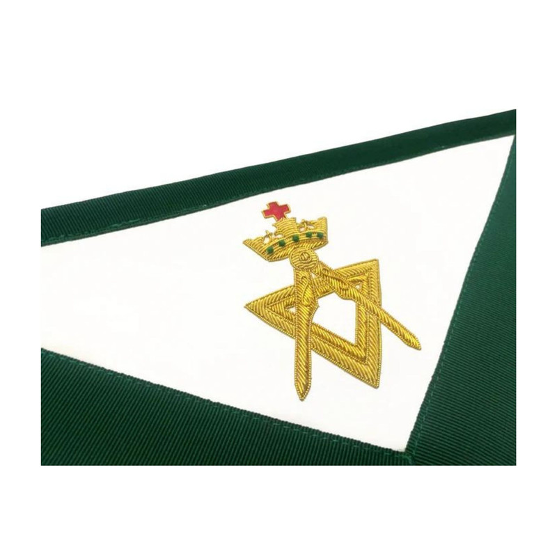 Member Allied Masonic Degrees Apron - Adjustable Green Velvet with Gold-Plated Snake Fitting