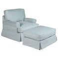 thumbnail image 6 of Sunset Trading Horizon T-Cushion Fabric Slipcover Chair & Ottoman in Ocean Blue, 6 of 8