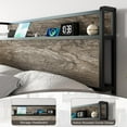 thumbnail image 2 of Papajet Full Size Bed Frame with Lift Up Storage, Wood Platform and Charging Station, Rustic Grey, 2 of 7