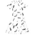 thumbnail image 7 of HomeGardon Girls Dress,Toddler Dress for Girls Toddler Kids Girls Cute Feather Print Short Sleeve Stretchy Dress A Line Dress,120-170, 7 of 7