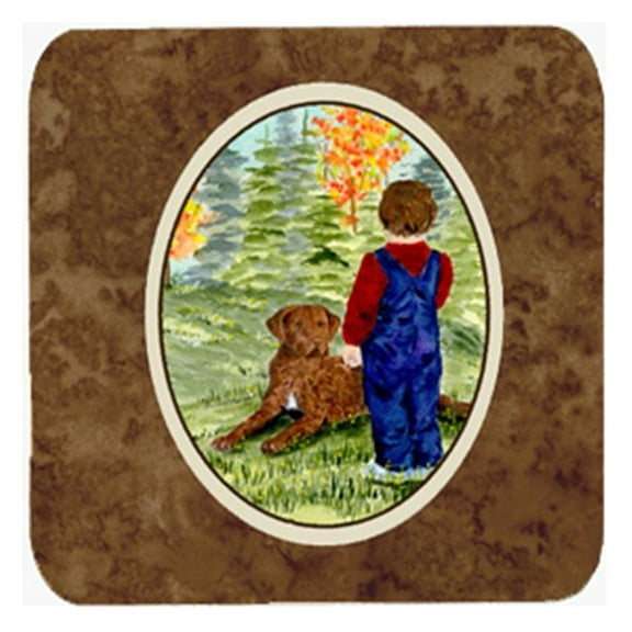 Little Boy With His Chesapeake Bay Retriever Foam Coasters, Set Of 4