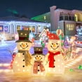thumbnail image 2 of DEORAB Outdoor Christmas Lighted Snowman Decorations 2D 3-Piece Holiday Garden Lawn Yard Light-up Xmas Decor,70LED Lights, 2 of 7