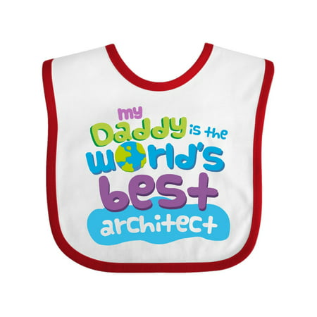 Worlds Best Architect Daddy Baby Bib White/Red One (Best Residential Architects In The World)