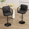 thumbnail image 3 of Hawsaiy Modern Bar Stools Set of 2, PU Leather Adjustable Swivel Bar Chairs with Armrests and Back, Hydraulic Counter Height Stools with Footrest for Kitchen Island, Dining Room, Bar, Black, 3 of 8