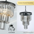thumbnail image 4 of 3 Pack Mini Crystal Pendant Light, Mini Smoke Gray K9 Crystal Chandelier Modern Pendant Light Fixture for Kitchen Island Dining Room Hallway Bedroom Closet, 4 of 6