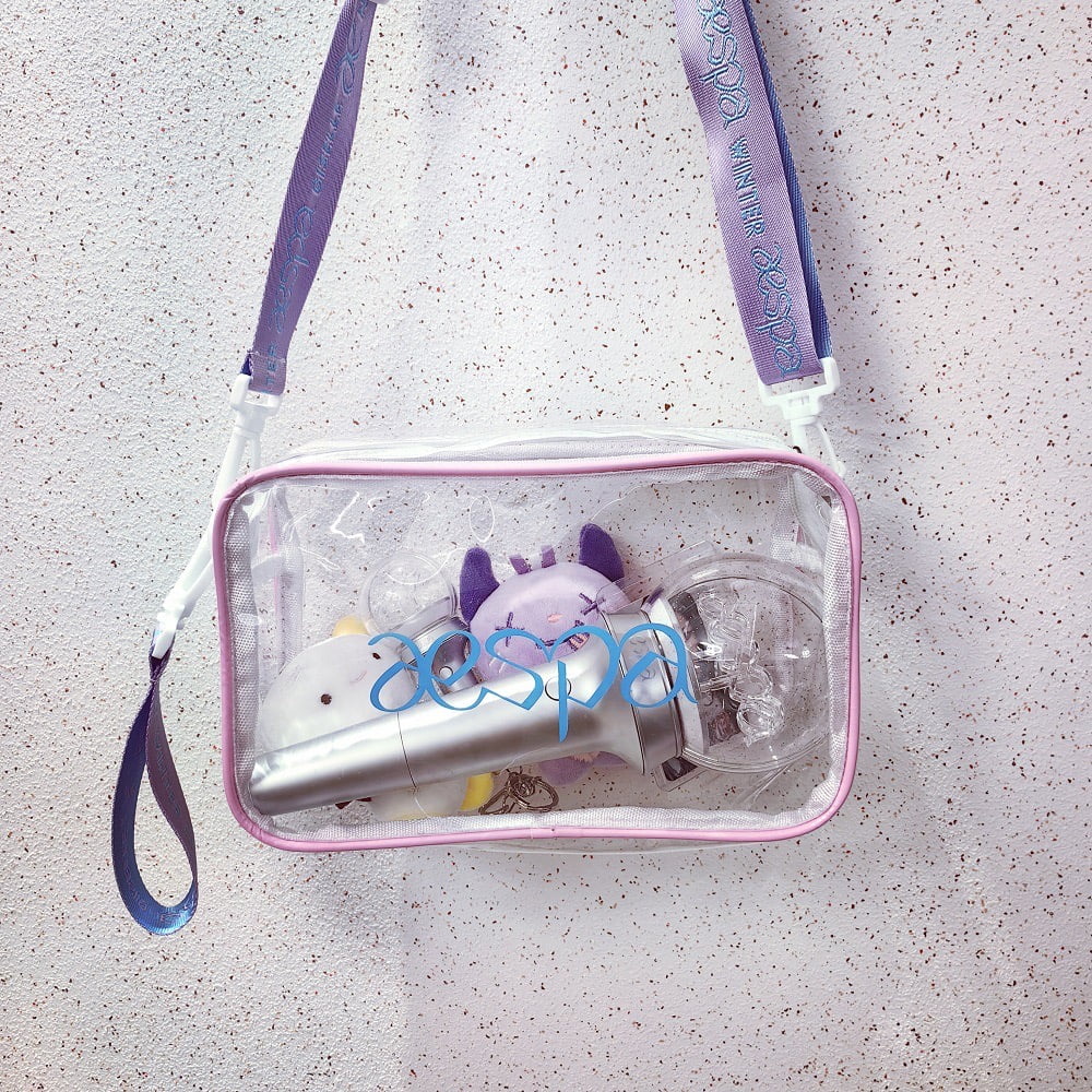 AESPA Lightstick Storage Bag Cross Body Transparent PVC Travel Bag Casual Carry on One Shoulder Bag Handbag Fans Gifts