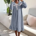 thumbnail image 7 of Women Long Sleeve Nightgown Soft Cotton Sleepwear Lace Trim Bow Ruffle Nightdress Cute Comfy Loungewear Pajamas, 7 of 7