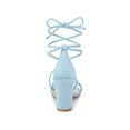 thumbnail image 4 of BLISSFUL STEP Women's Block Heel Sandal Strappy Lace Up Sandals Sky Blue 7, 4 of 8