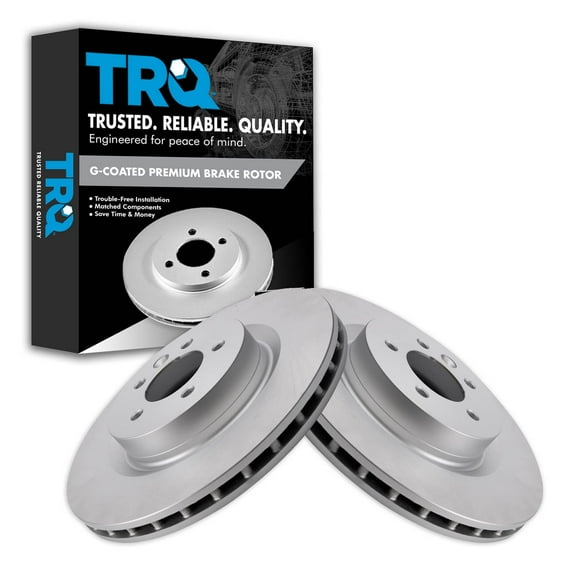 TRQ Front Brake Rotors Set Vented Premium G-Coated Fits Select 2017 Land Rover Discovery 2010-2016 LR4 2014-2017 Range Rover 2006-2017 Range Rover Sport