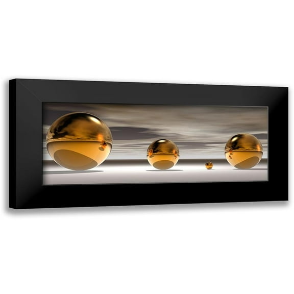 Hillert, Peter 14x8 Black Modern Framed Museum Art Print Titled - Golden Bowl I