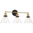 thumbnail image 4 of 360 Lighting Burke Industrial Wall Light Black Brass Hardwire 28" 3-Light Fixture Clear Glass Shade for Bedroom Bathroom Vanity Reading Living Room, 4 of 9