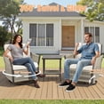 thumbnail image 3 of PARKWELL 5PCS Outdoor Swivel Glider Chairs Set, All-Weather Wicker Conversation Furniture with Swivel Rocking Chair, Ottomans,Oversized Deep Seat Rocker Lounge Chairs for Porch Balcony, Beige, 3 of 10