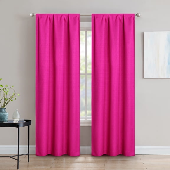 SUN+BLK Thermal Back Blackout Curtain Panel Pair with Rod Pocket, Raspberry, 42"x84"