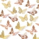 thumbnail image 1 of Xiao Hua Decoración de pared con mariposas, 48 piezas, 4 estilos, para cumpleaños, fiestas y tartas, extraíbles (doradas y rosadas), 1 of 5