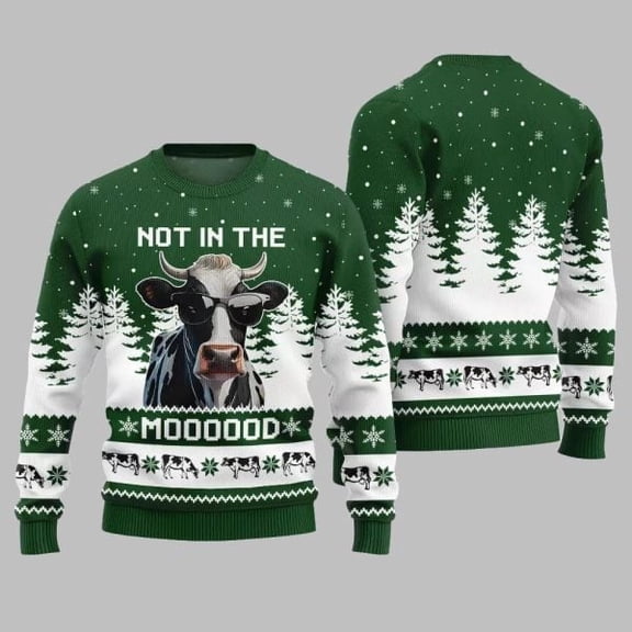 Not In The Mood Cow Ugly Sweater Christmas 2025