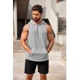 thumbnail image 5 of COOFANDY Men's 2 Pack Workout Hooded Tank Tops Bodybuilding Muscle Cut Off T Shirt Sleeveless Gym Hoodies, 5 of 7