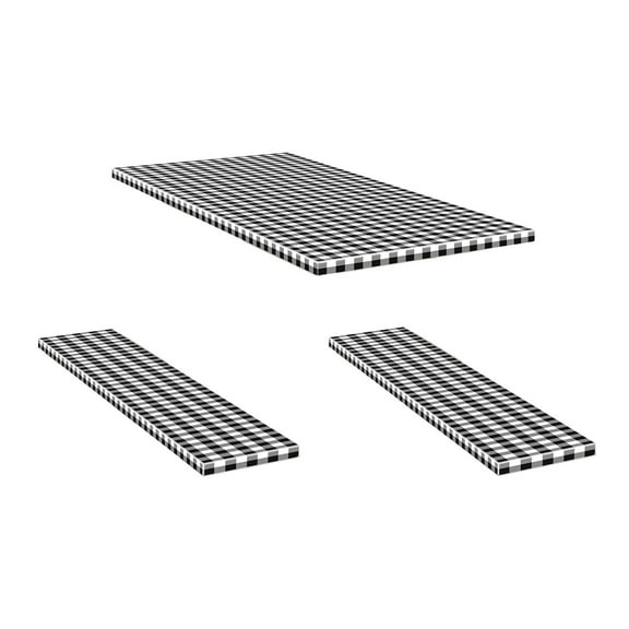 Outdoor Waterproof Table Cover Set, 3-Piece Elastic Picnic Tablecloth, Flannel Back Table Protector for Patio, Garden, or Dining