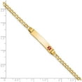 thumbnail image 4 of 10K Yellow Gold Semi-Solid Medical Red Enamel Cuban Link Id Bracelet (Width 5.5) (Length 7) - Jbsp, 4 of 5