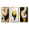 thumbnail image 2 of Designart "Black Yellow White Liquid Minimal Abstraction IV" Abstract Shapes Framed Wall Art Set Of 3 - Gold Transitional Frame Gallery Set For Office Decor, 2 of 6