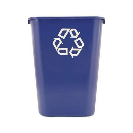 Large Deskside Recycle Container with Symbol Rectangular, Plastic, 41.25 qt, Blue