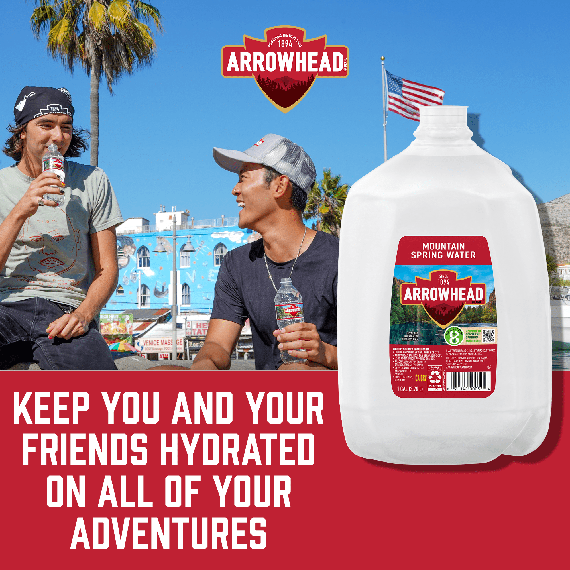 Arrowhead Spring Water, 1 gal, Single Plastic Jug