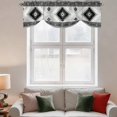 thumbnail image 2 of Gray Boho Tie Up Valance Curtains for Windows, Kitchen Curtains Window Treatments, Southwestern Ethnic Abstract Geometric Short Window Shades Valances for Bedroom Bathroom Cafe 54"x18", 2 of 8