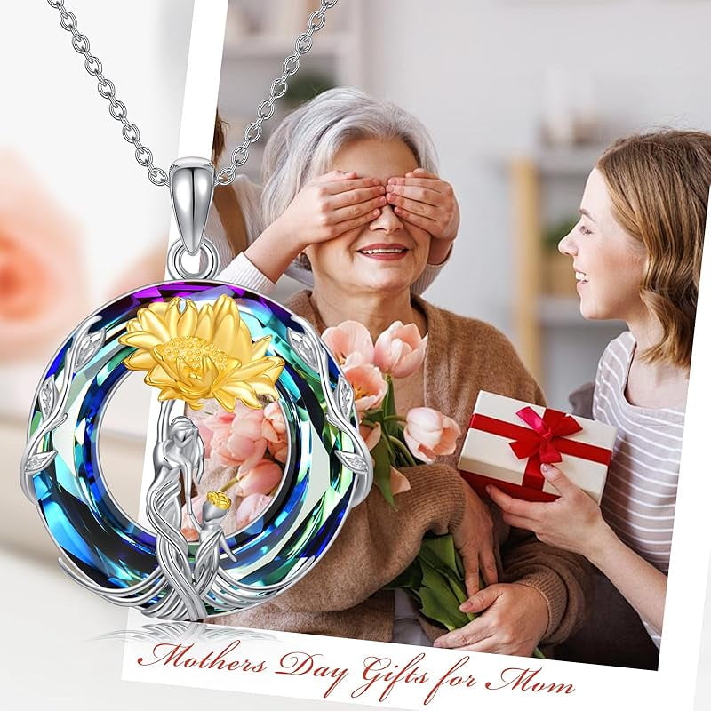JKR Gifts for Mom 925 Sterling Silver Rose Flower Necklace Mother and 1-5 Daughters/Sons Jewelry Birthday Gifts for Women Wife Grandma