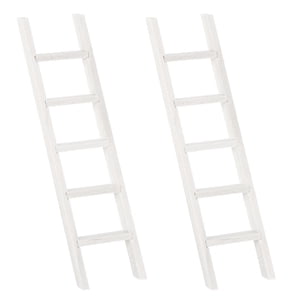 MasteelfCA 2Pcs Wooden Ladder Adornment Simulated Furniture Model Chic Photo Prop White