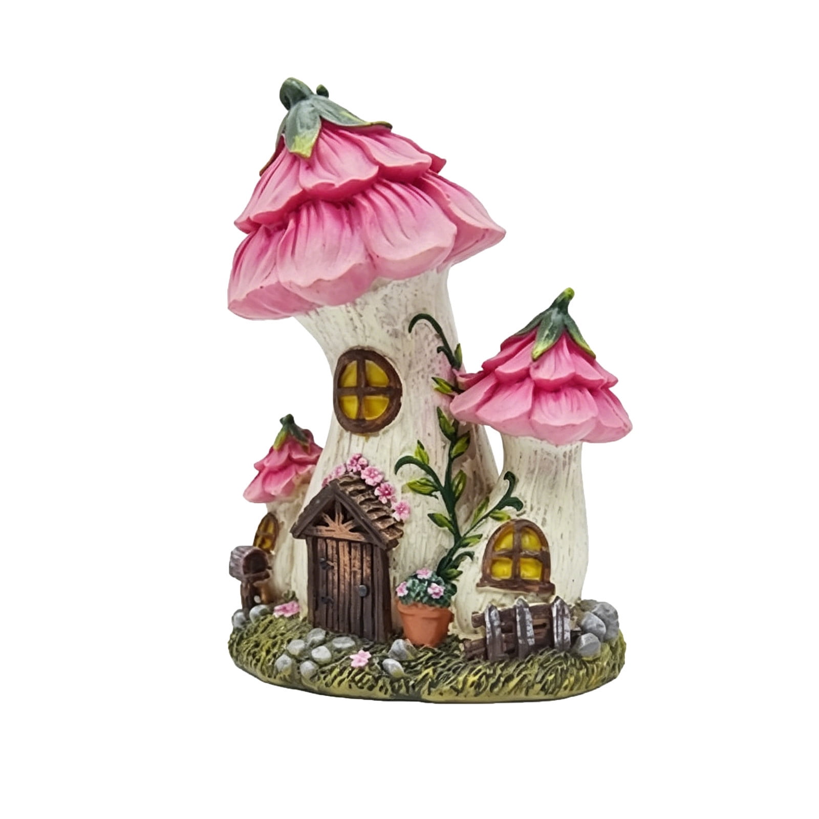 Resin Mythical Castle Statue, Handcrafted Fairy Tale Cottage Ornament with Tower Turret, Miniature Storybook Sculpture for Garden Shelf Terrarium, Enchanted Gift