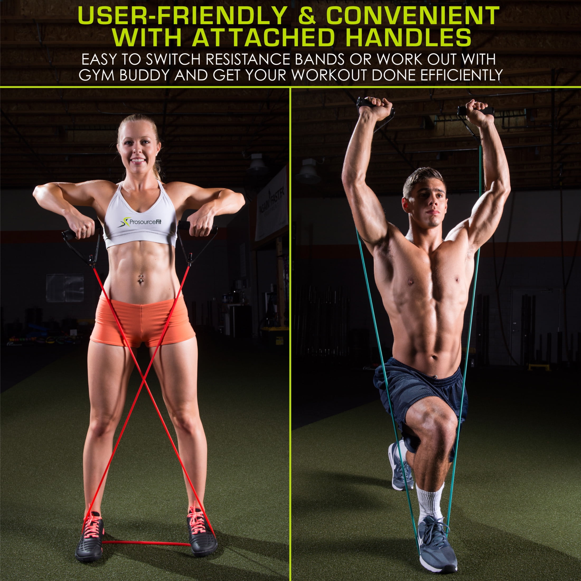 ProsourceFit Tube Resistance Bands Set w/ Attached Handles for Fitness