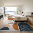 thumbnail image 2 of ODIKA 9'x12' Navy Blue Orange Modern Geometric Washable Area Rug Mid-Century Style with Bold Shapes and Lines for Great Room, Indoor Concept, Large Living Low Pile, Flatwoven, 2 of 6