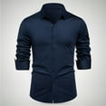 thumbnail image 2 of ZCFZJW Mens Stretch Dress Shirts Slim Fit Button Down Long Sleeve Stretch Collared Shirt Cotton Wrinkle Free Button Up Mens Tops Navy XL, 2 of 6