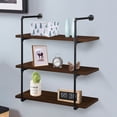 thumbnail image 1 of 3 Tier 12" Deep Industrial Wall-Mounted Iron Pipe Shelving Unit Pipe Bookshelf Storage Organizer With Board Rustic Black, 1 of 7