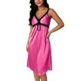 thumbnail image 6 of Blmnix Ladies Dresses Lounge Dress Slip Dress Satin Dress Under Dress Mid-Length Pink V-Neck Sleeveless Adjustable Strap Summer Dresses for Women,Free Size, 6 of 7