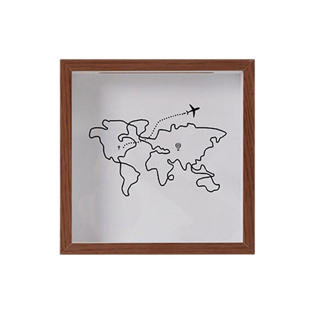 veasfak Shadow Box Frame Compact Top Loading Display Case for Artworks Cards Tickets brown 20x20cm