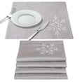 thumbnail image 2 of OVZME Christmas Table Placemats Set of 4 with Sequins Embroidery Grey Place Mats for Dining Table Xmas Holiday Tabletop Decor, Winter Farmhouse Table Decorations 13 X 19 Inch, 2 of 6